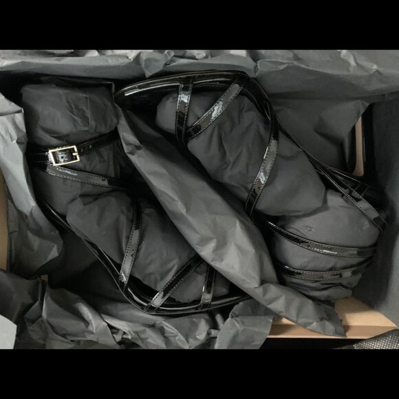 Hugo Boss Patent Leather High-heeled sandals 7 black NIB - Picture 9 of 15